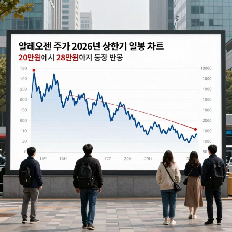 알테오젠 주가 2026년 상반기 일봉 차트, 20만원에서 28만원까지 등락 반복