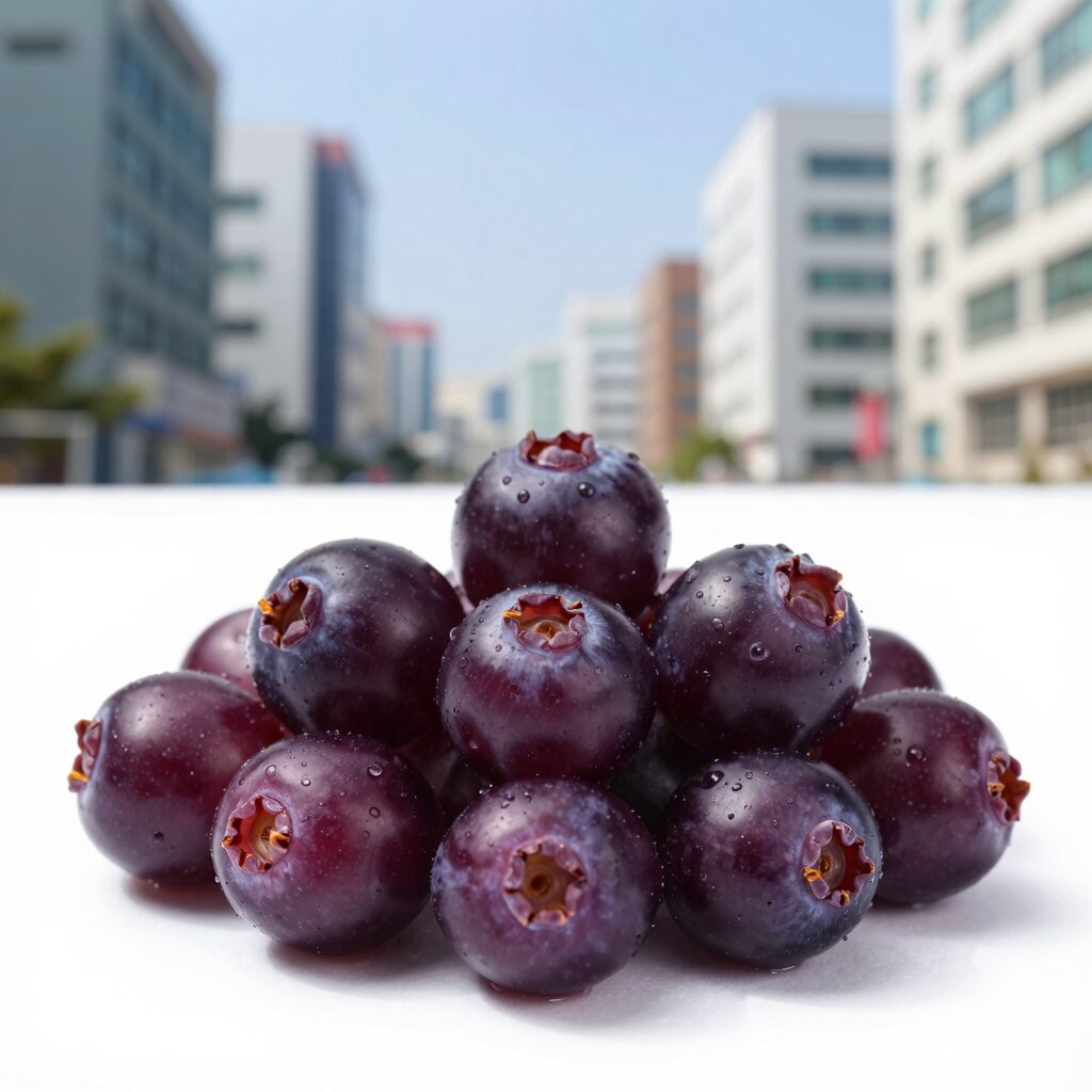 초코베리 아로니아가 완숙되어 진한 보라색을 띠는 모습