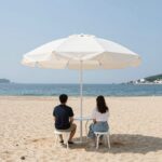 미니 파라솔 해변 설치 모습