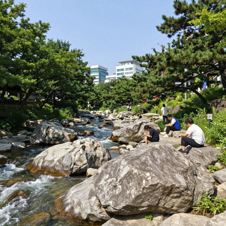 양양 캐디스펜션 계곡과 정원뷰