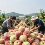 천중도 복숭아 제철 맞은 최고의 맛 2026년 7월 경북 영천 천중도 복숭아 농장에서 수확한 신선한 복숭아 모습