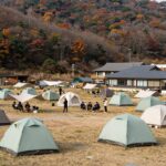 영천 치산계곡 무료 야영장 반딧불이 완벽 후기 Chisan Valley free campsite overview with tents and autumn trees