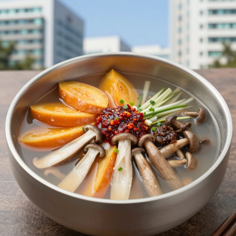 시원한 냉잔치국수에 올릴 애호박 당근 표고버섯 고명과 양념장