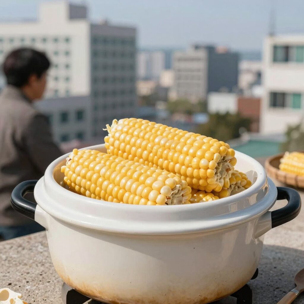압력솥에 삶은 옥수수