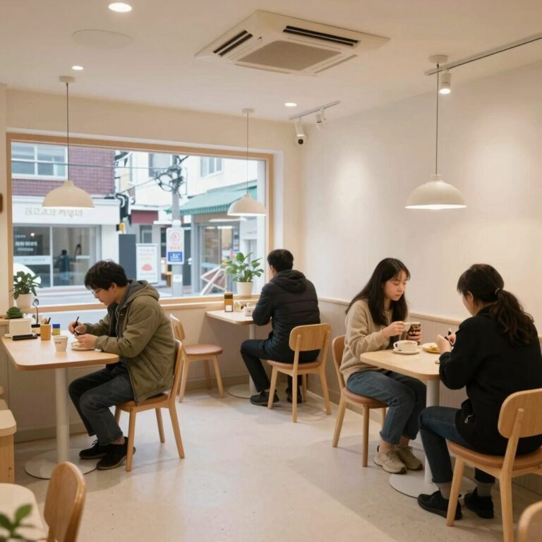 대치동 더스노우 카페 내부 모습, 아기자기한 인테리어와 포토존