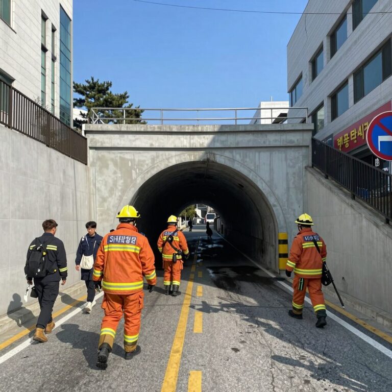 대관령4터널 화재 현장 소방 진화 작업