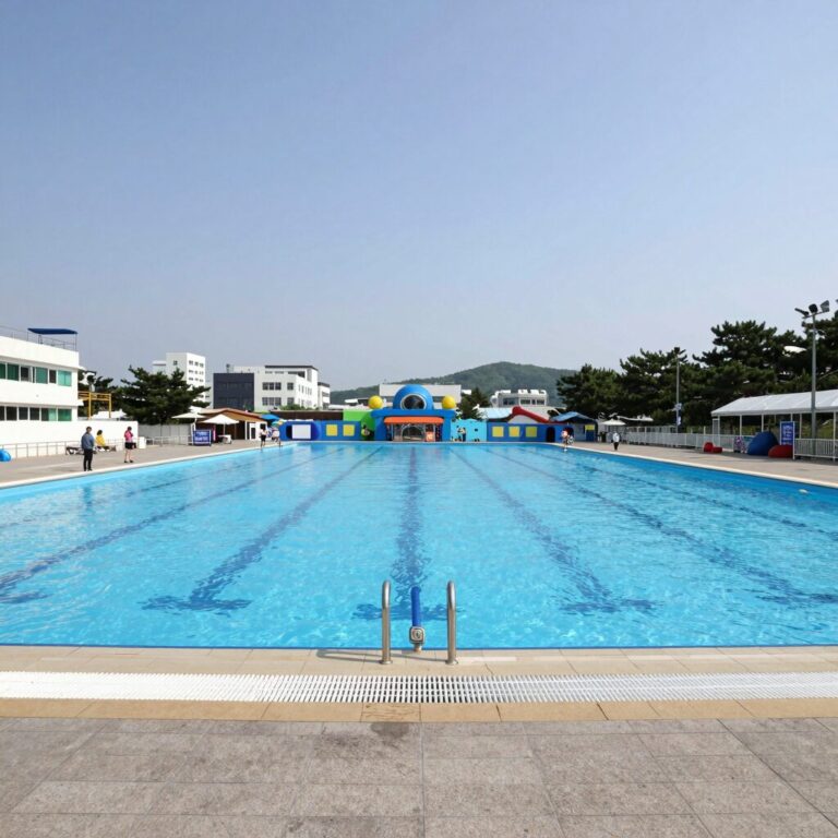 울산 동천야외물놀이장 메인 수영장 풍경