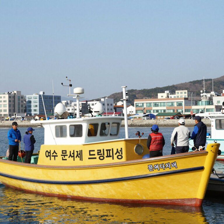 여수 문어낚시배 드림피싱호 노란색 외관 모습