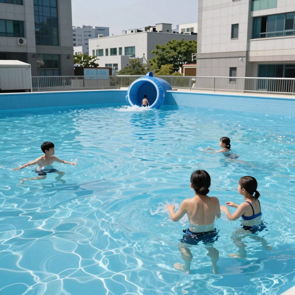 이중튜브 구조를 설명하는 물놀이 튜브 사진