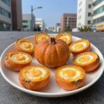 포슬포슬한 남해 밤호박에 계란과 치즈가 어우러진 단호박 에그슬럿 완성 접시