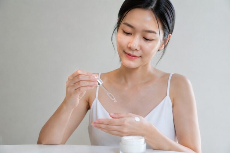 이엘나인 리페어 세럼과 모이스처 크림을 함께 사용하는 스킨케어 루틴 사진