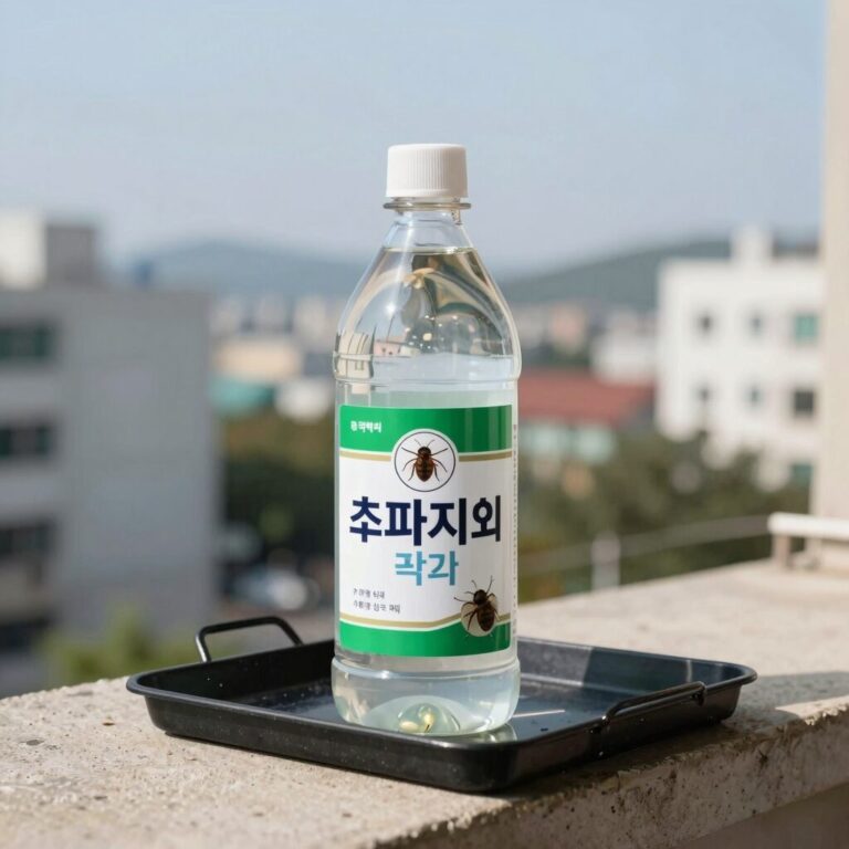 초파리 퇴치제로 사용하는 식초와 주방세제 트랩 사진