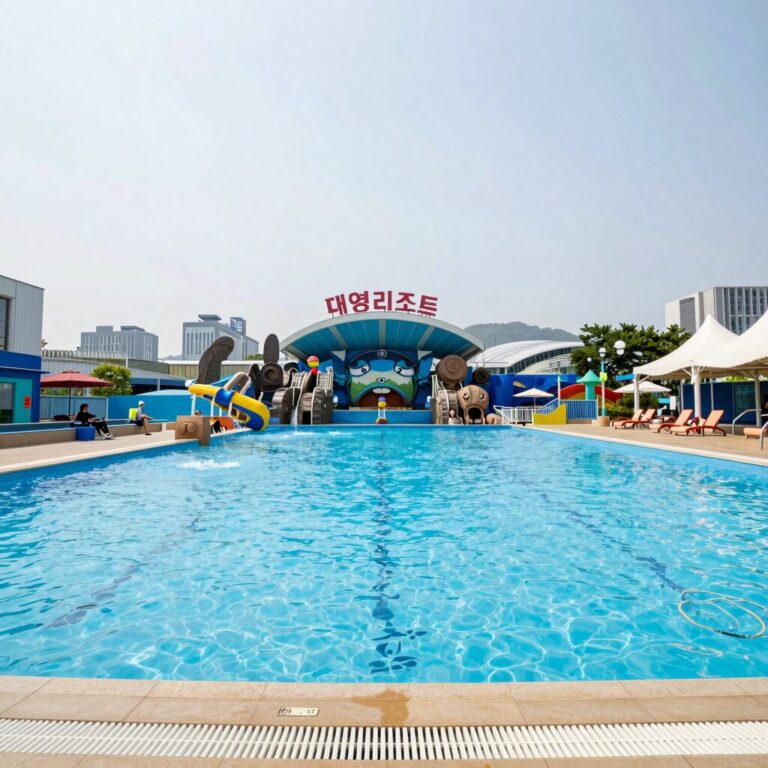 경주 대명리조트 아쿠아월드 실내 메인 풀 전경