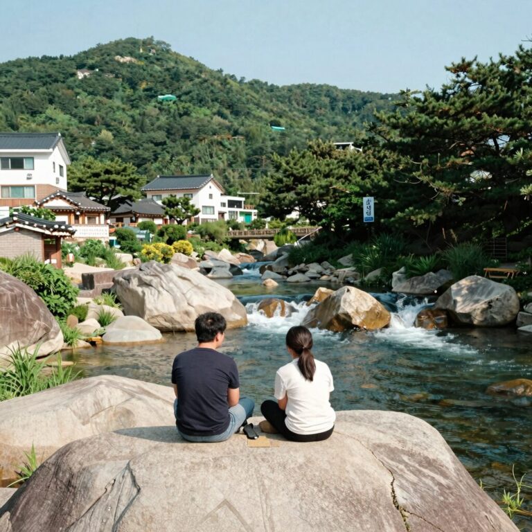 괴산 화양계곡 소나무펜션 앞 계곡 전경