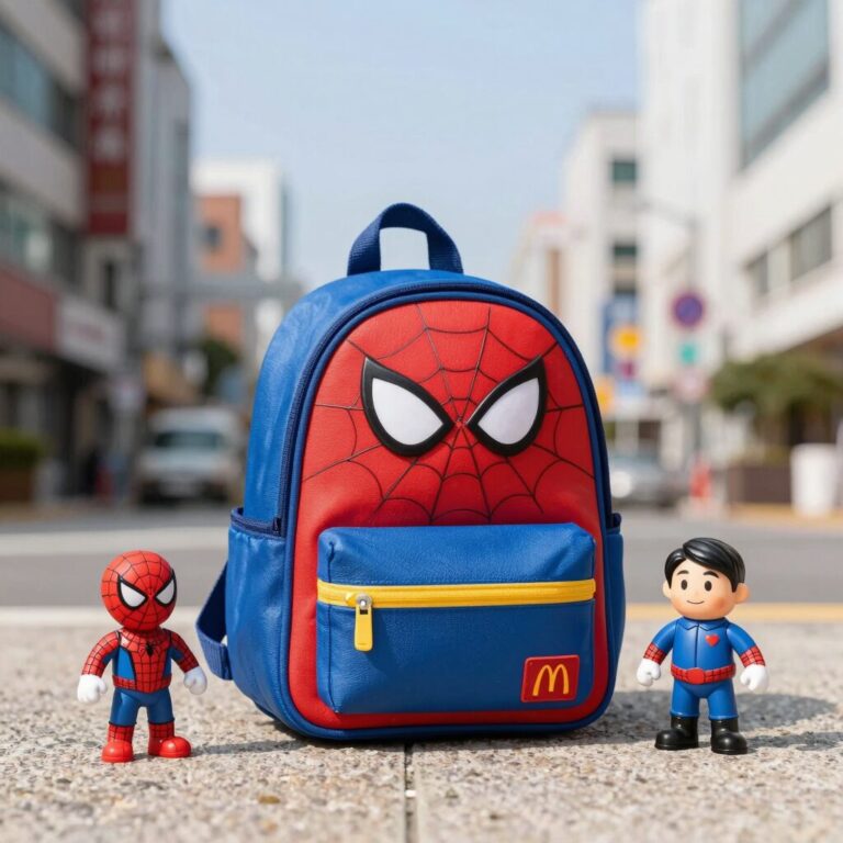 맥도날드 해피밀 8월 스파이더맨 백팩 장난감 세트 실물