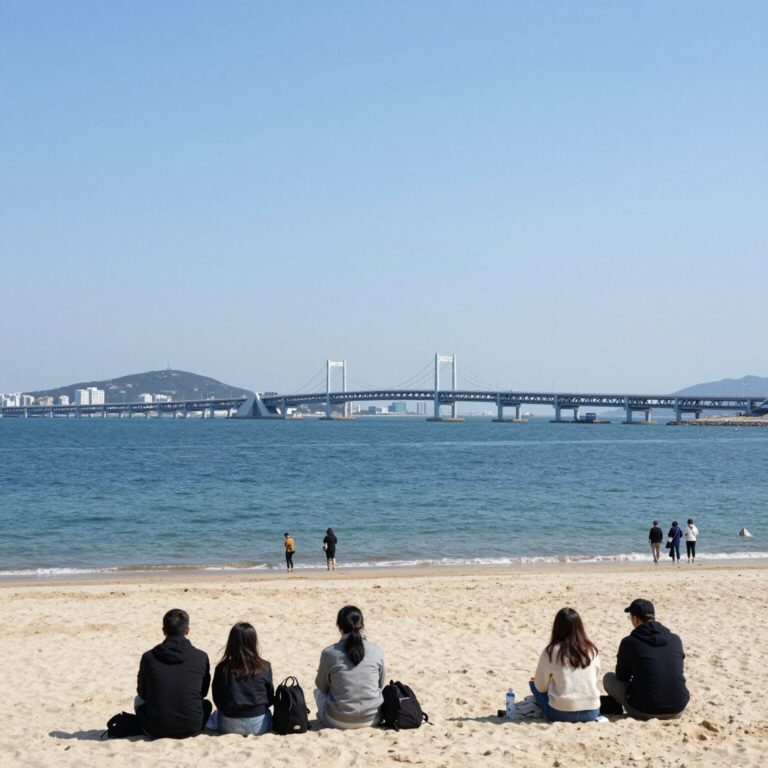 해운대 클럽디오아시스 인피니티풀에서 바라본 해운대 해수욕장과 광안대교 전경