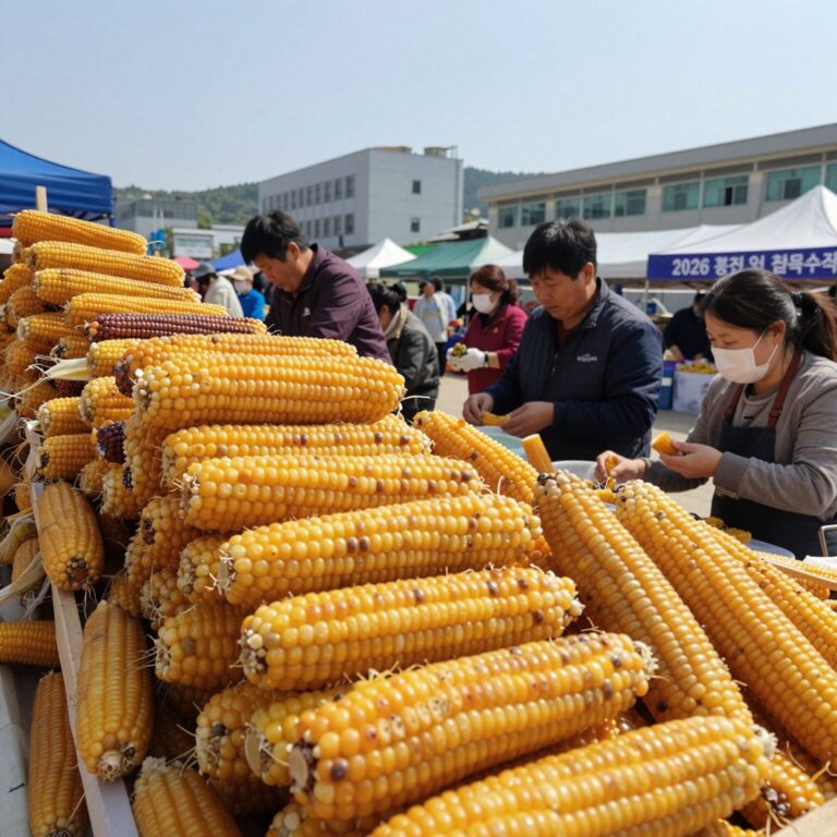 2026 홍천 찰옥수수축제 현장에서 판매되는 갓 수확한 찰옥수수 모습
