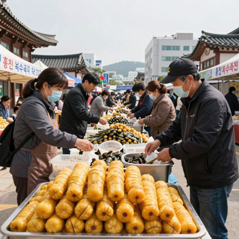 홍천 옥수수축제 2026 현장에서 판매하는 찰옥수수와 올챙이국수