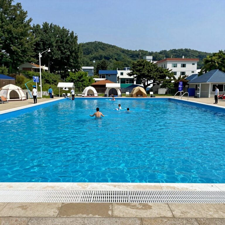 이천 풀싸이드 캠핑장 다이빙풀과 소아풀 전경