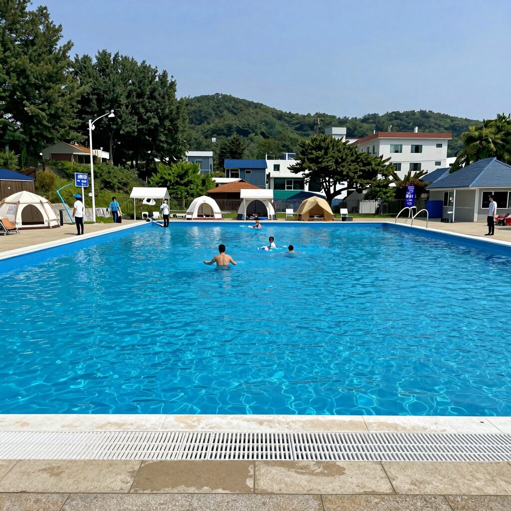 이천 풀싸이드 캠핑장 다이빙풀과 소아풀 전경