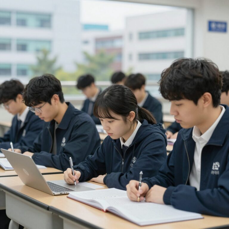 대입 자소서 작성에 집중하는 학생의 모습