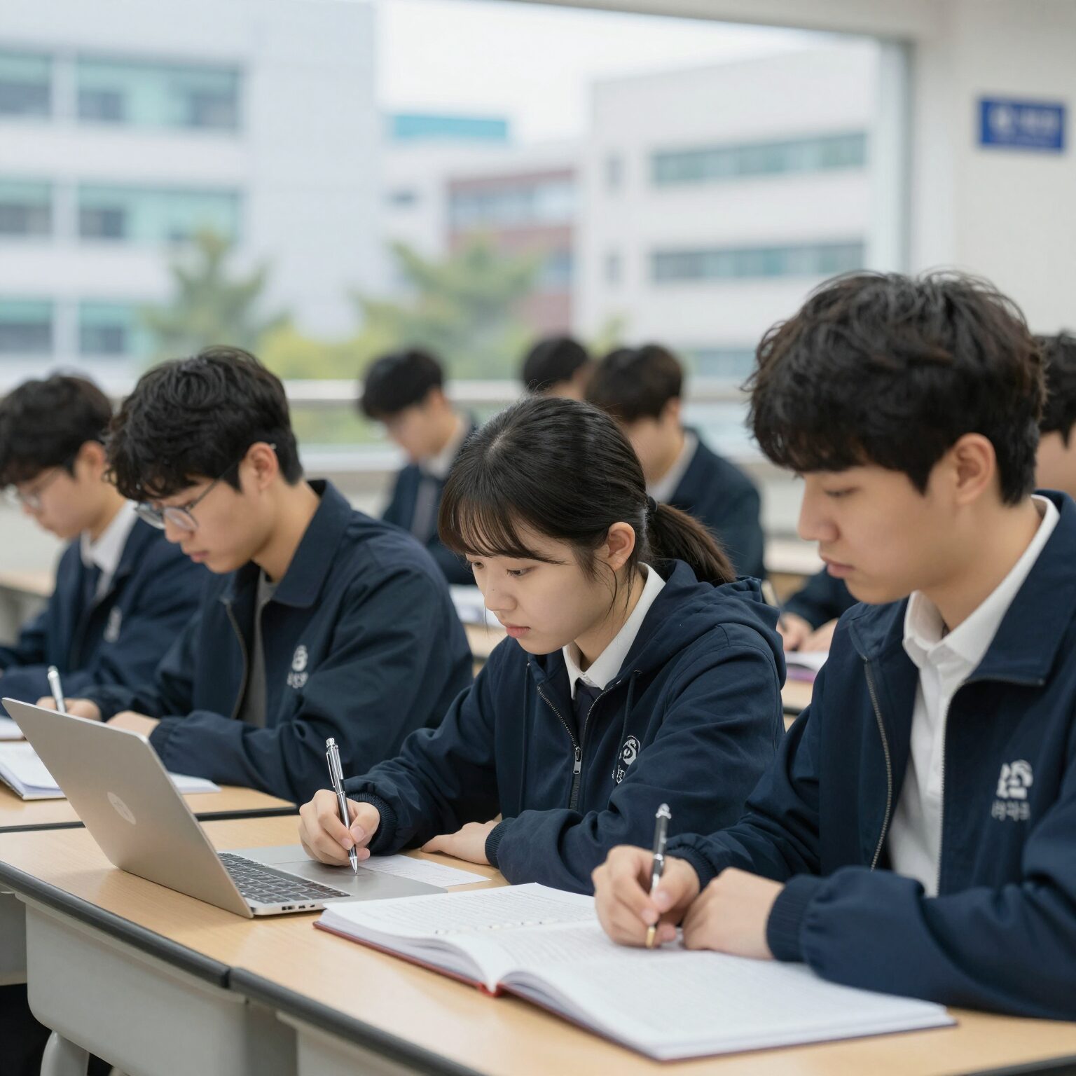 대입 자소서 작성에 집중하는 학생의 모습