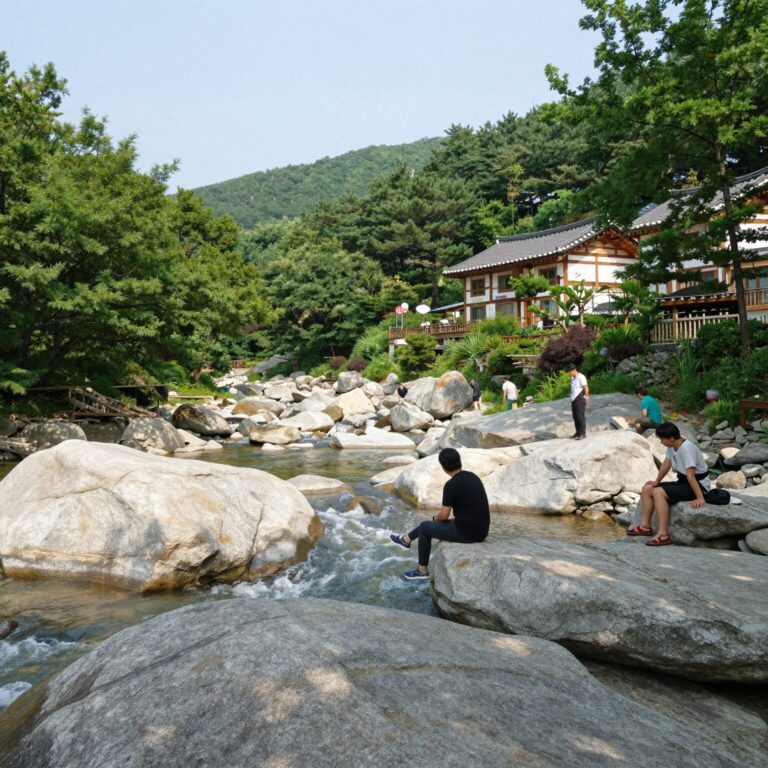 제천 프라이빗 계곡 펜션의 단독 이용 가능한 계곡 모습