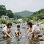 가평 중바위캠핑장 계곡 물놀이 아이와 함께한 모습