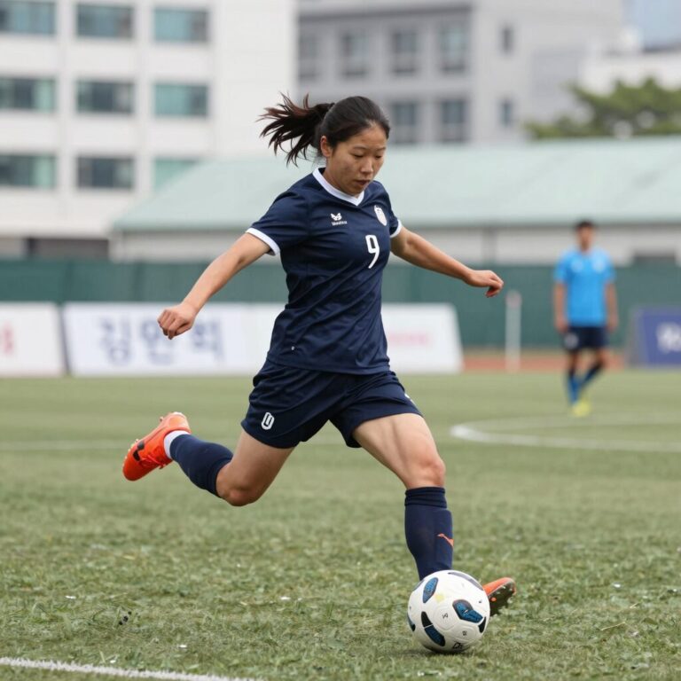 김환희 골때녀 축구 경기 중 드리블하는 모습
