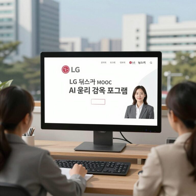 LG 유네스코 MOOC AI 윤리 교육 프로그램 온라인 강좌 화면과 글로벌 협력 로고