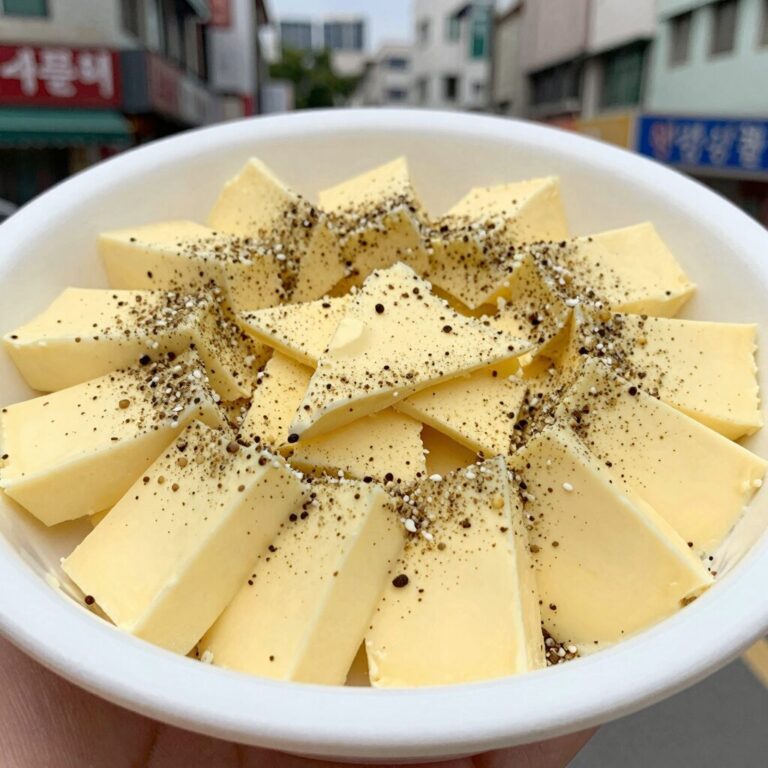 완성된 마약옥수수 접시에 담긴 모습, 버터와 시즈닝이 골고루 입혀져 있다.