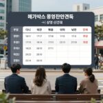 메가박스 공식 홈페이지에서 상영시간표를 조회하는 모습으로, 다양한 영화와 시간대, 잔여 좌석 정보를 확인할 수 있다.