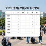 7월 모의고사 시간표와 오답 분석 방법 2026년 7월 모의고사 시간표와 시험 범위를 한눈에 볼 수 있는 인포그래픽 이미지
