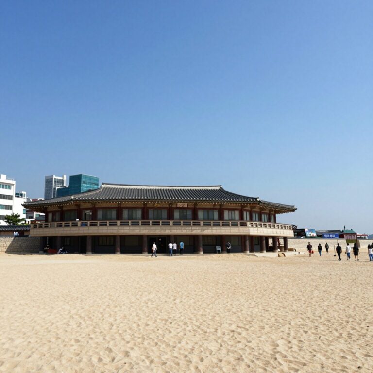 거제도 모래실펜션 외관 파란 하늘과 조화