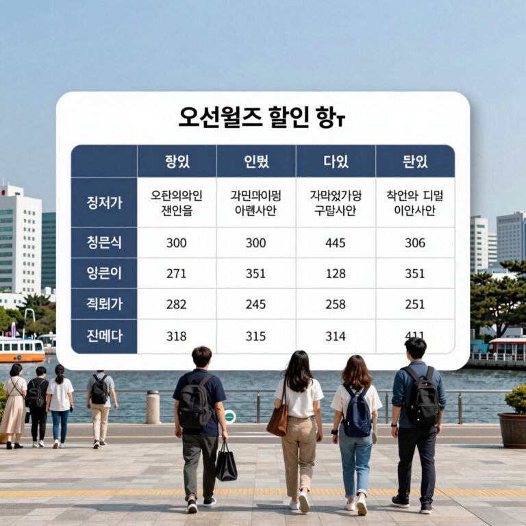 오션월드 할인 방법을 비교한 표와 함께 최저가 티켓 구매 팁을 정리한 이미지