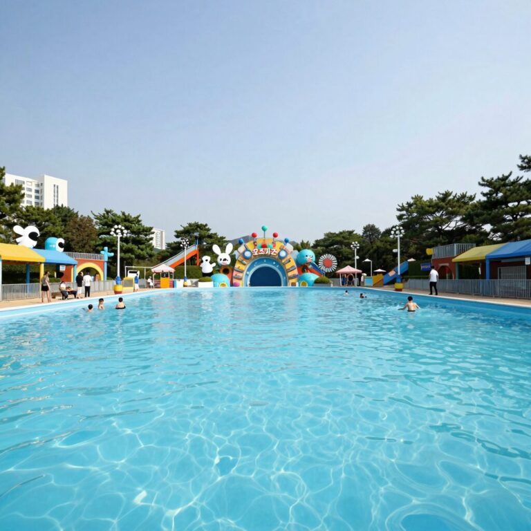 오즈키즈 워터파크 전경과 키즈 풀
