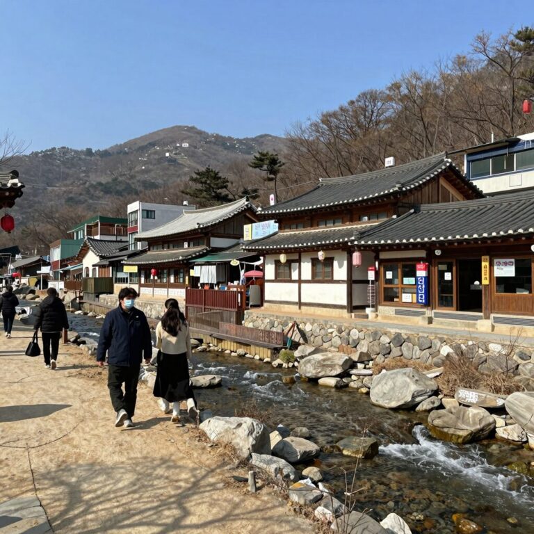 팔공산 개울가 식당 계곡 전경