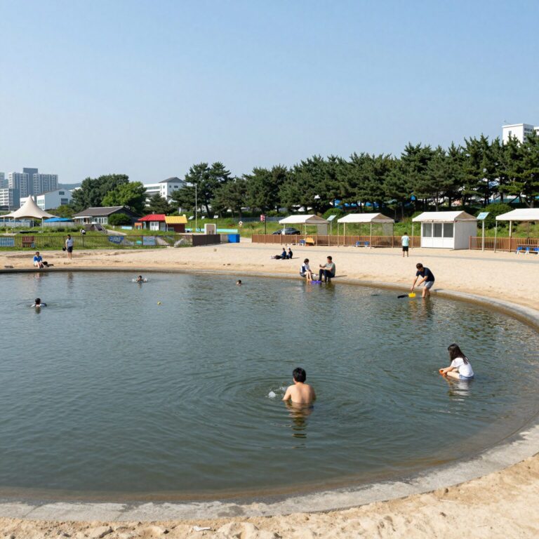 포항 형산강 야외 물놀이장 유수풀 전경