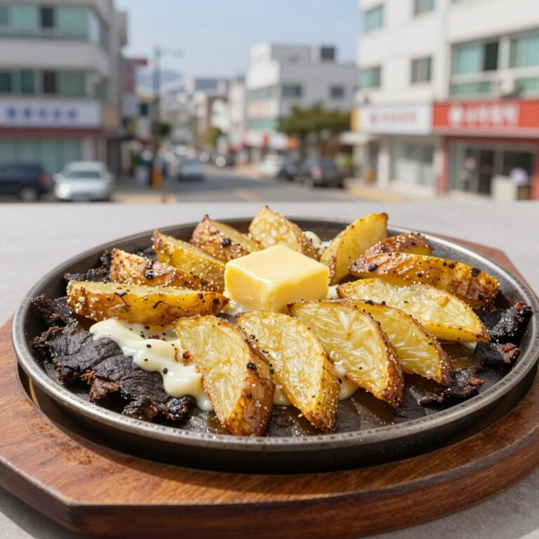 집에서 만든 휴게소 스타일 알감자버터구이와 웨지감자 간식