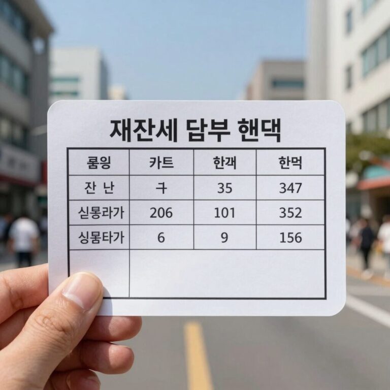 재산세 카드 납부 혜택을 비교하는 표와 신용카드 이미지