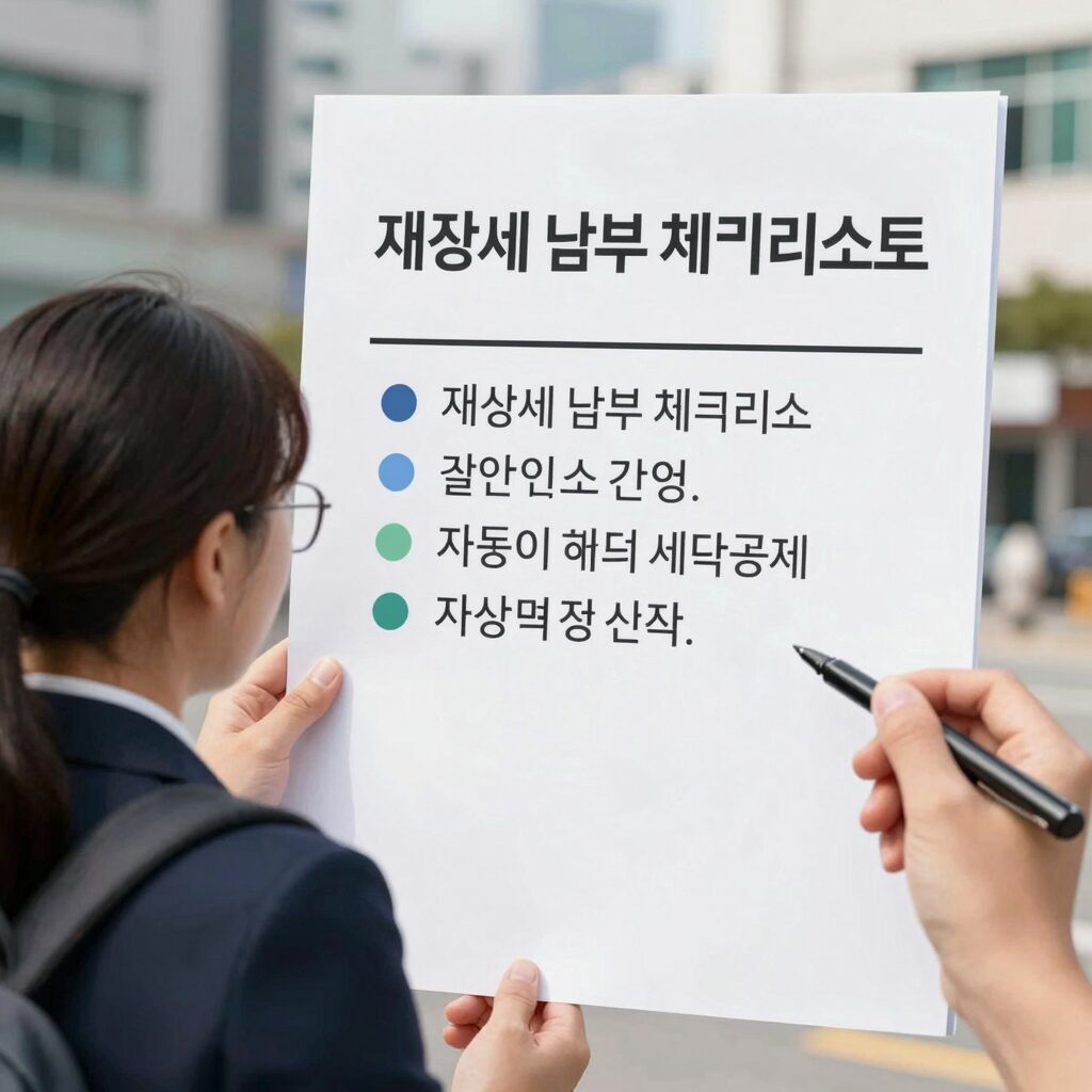 재산세 납부 체크리스트와 자동이체 세액공제 신청 방법을 설명하는 이미지