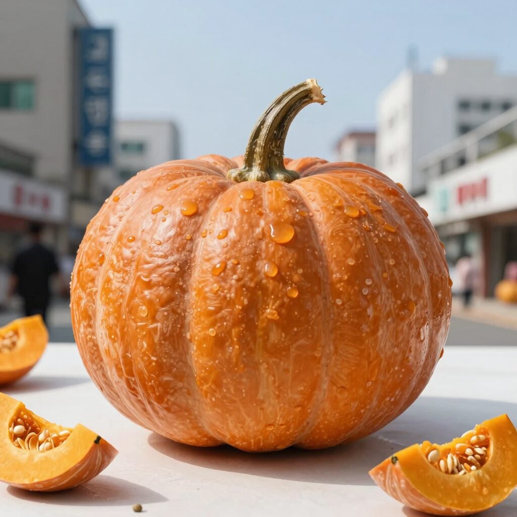 둥근호박 요리 완성 사진으로 찜 전 국 등 다양한 요리가 담겨 있음