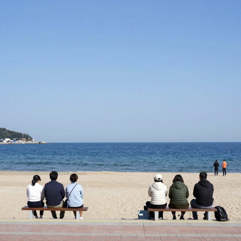 사천해수욕장 앞 펜션에서 바라본 바다 전망