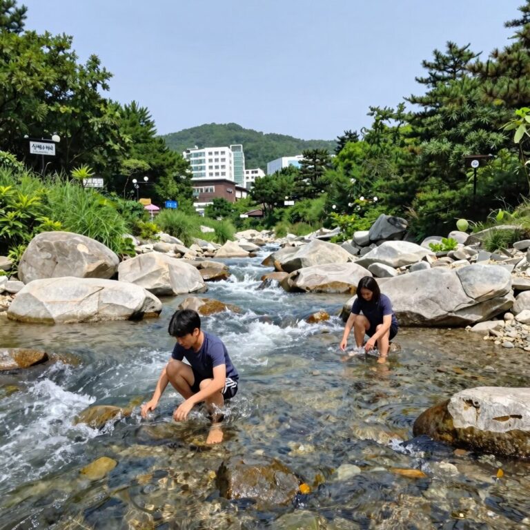 삼막사 계곡 물놀이 장면 시원한 여름 피서지