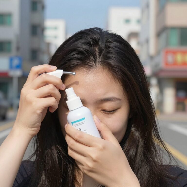 두피 쿨링 스프레이 대신 생활 루틴으로 두피열 관리하는 모습