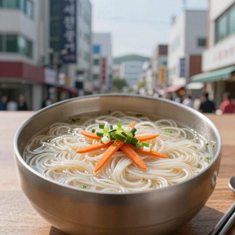 시원한 서리태 콩물국수 완성 그릇