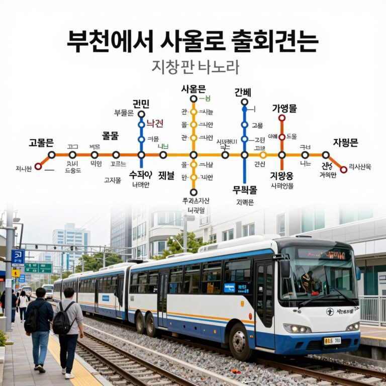 부천에서 서울로 출퇴근하는 지하철과 버스 노선도 이미지