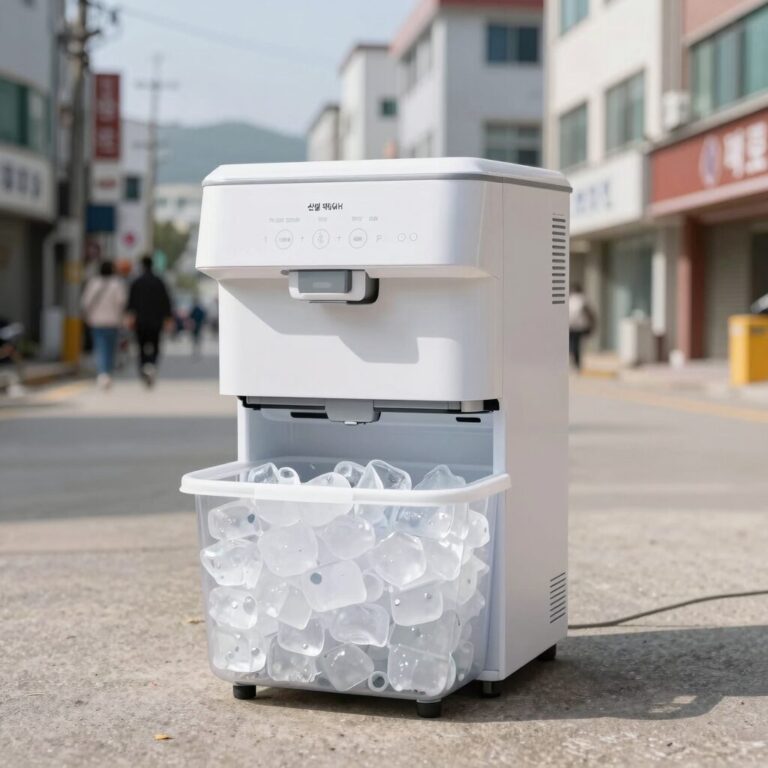 신일 제빙기 FO SIM R120BH 본체와 얼음 바구니