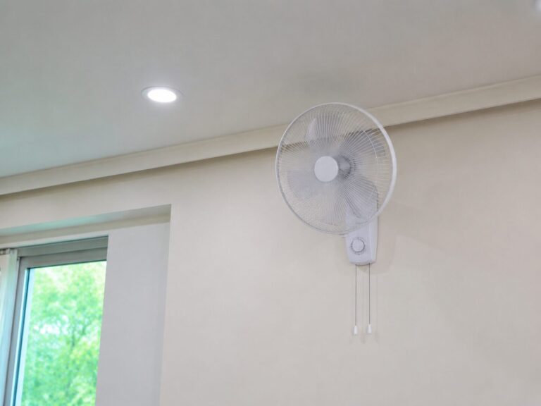 신일 벽걸이 선풍기 설치 완료 모습 화이트 깔끔한 디자인