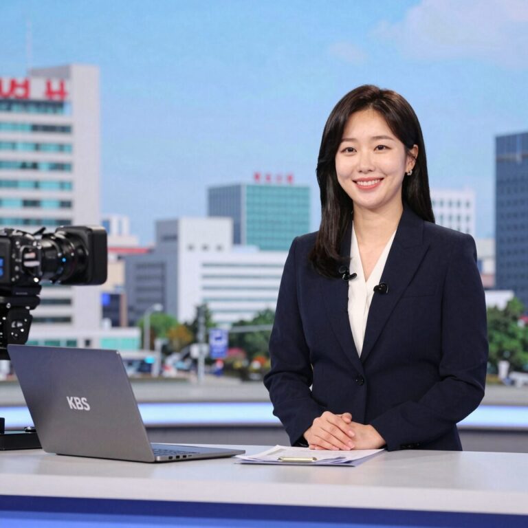 박소연 기상캐스터가 KBS 뉴스광장에서 날씨를 전하는 모습, 단정한 정장과 밝은 미소